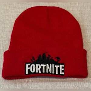 Fortnite embroidered red Beanie/toboggan   Teen size  EUC